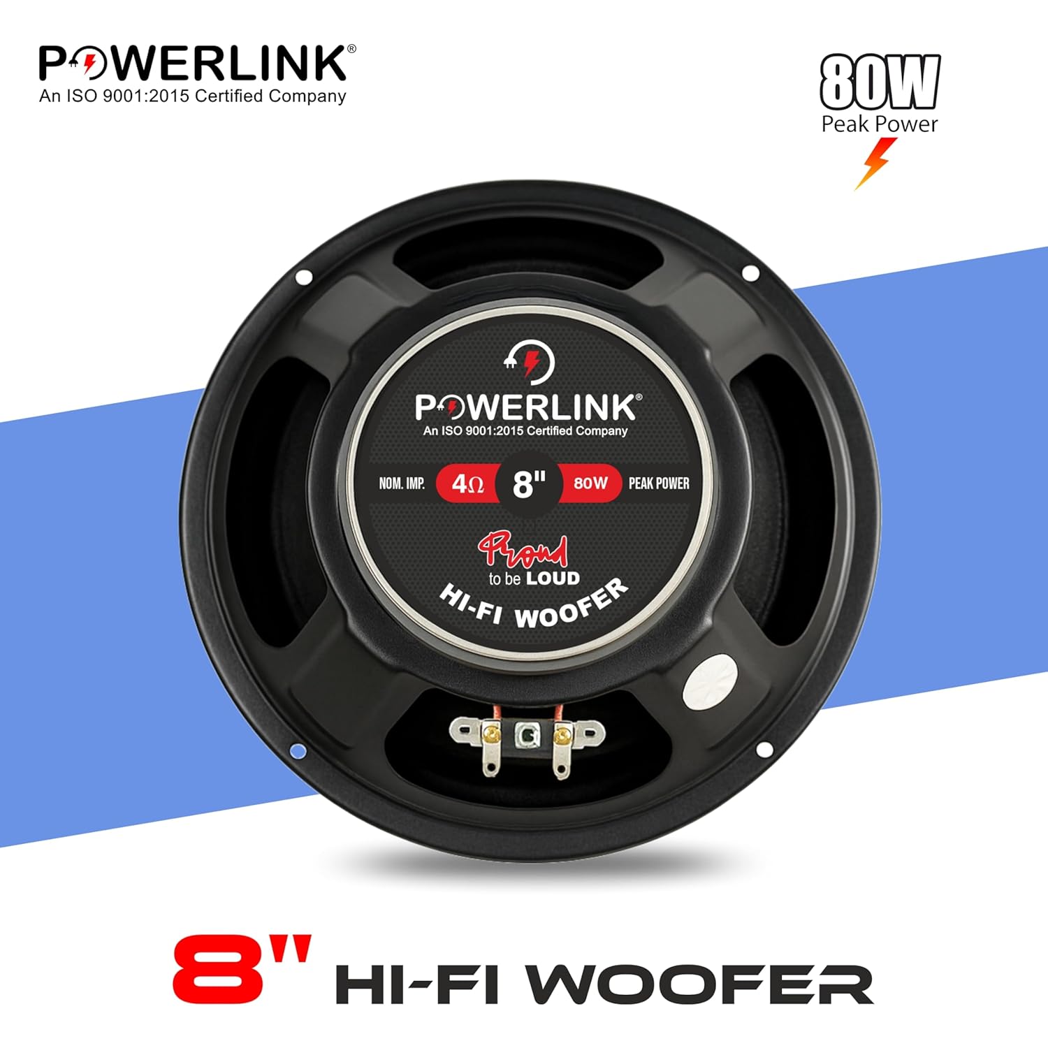 POWERLINK® 8" HI-FI Woofer | Water Proof Paper Coated Cone | Rubber Surround Edge - Pack of 1)