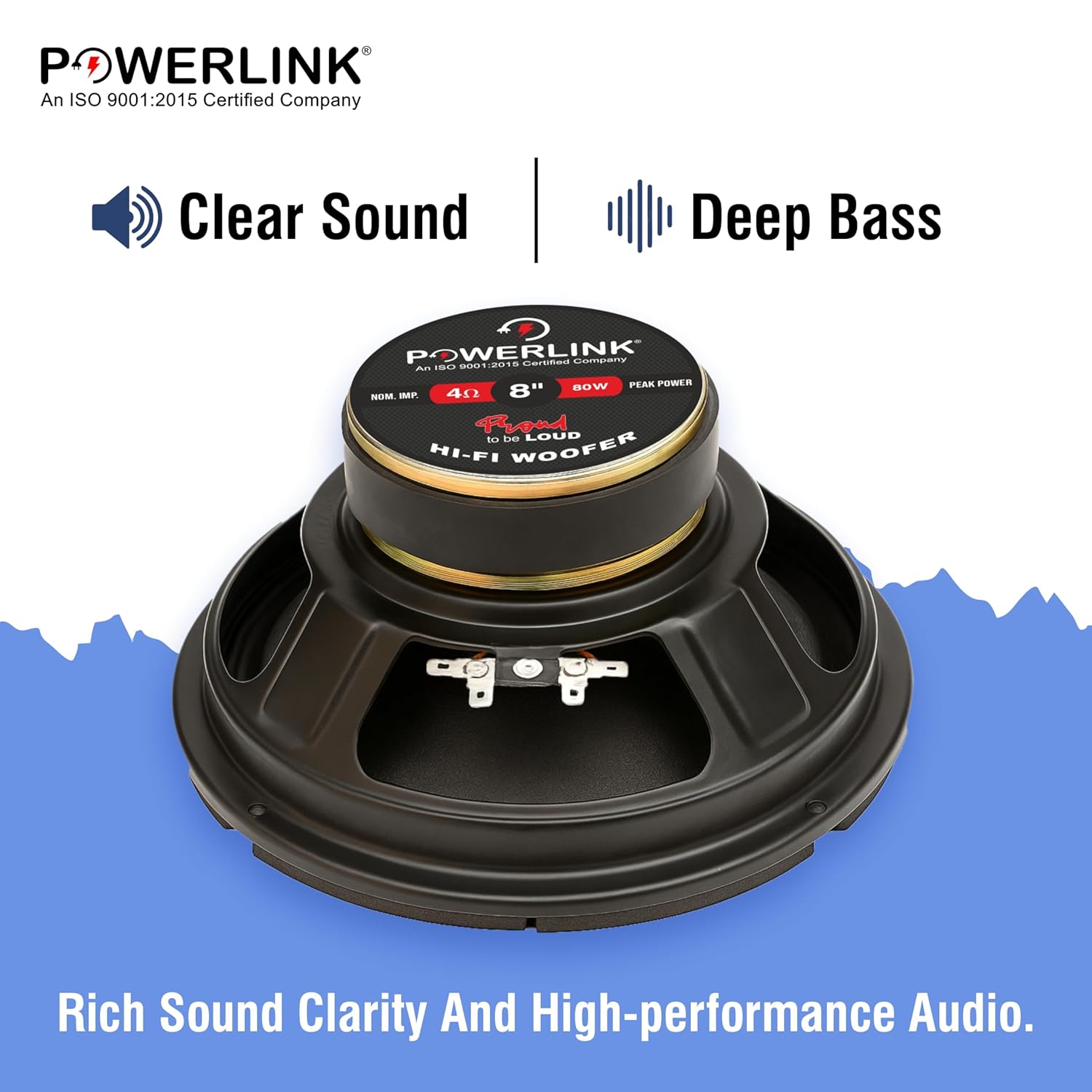 POWERLINK® 8" HI-FI Woofer | Water Proof Paper Coated Cone | Rubber Surround Edge - Pack of 1)