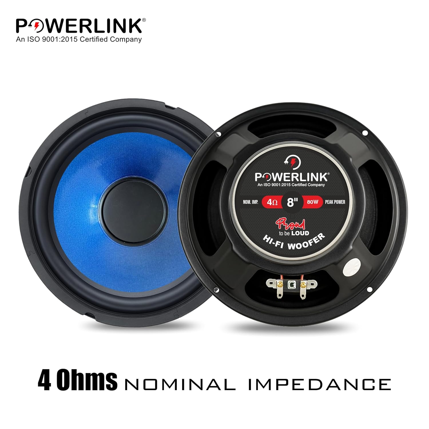 POWERLINK® 8" HI-FI Woofer | Water Proof Paper Coated Cone | Rubber Surround Edge - Pack of 1)