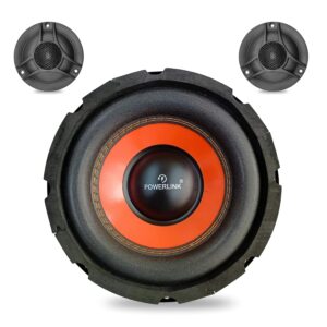 POWERLINK® 8" Subwoofer Orange SPL Foam Kapton Cone -With-2 Tweeters