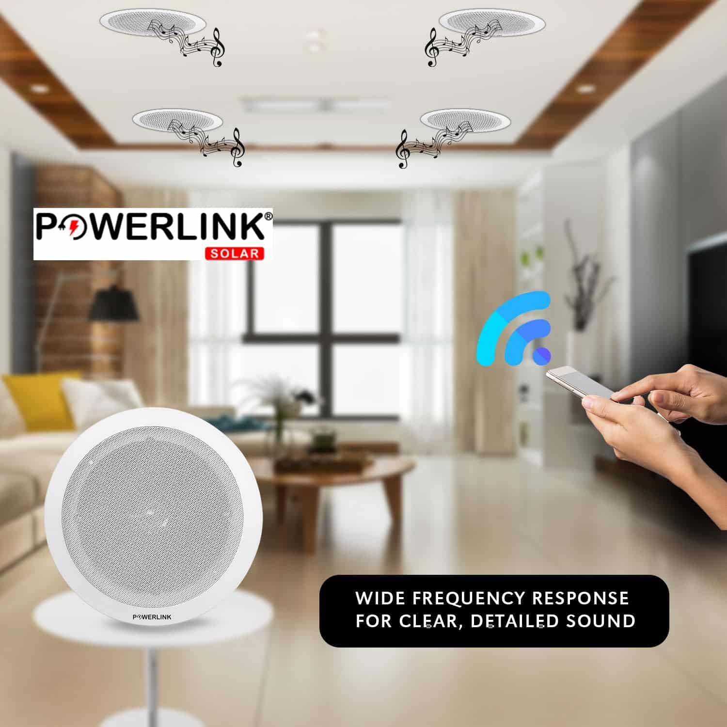 Powerlink 9" Bluetooth Flush Mount in-Wall in-Ceiling 2-Way Speaker System Quick Connections Polypropylene Cone & Polymer Tweeter Stereo Sound 30 Watt for Home, Office, Gym, Kitchen, Home Theater