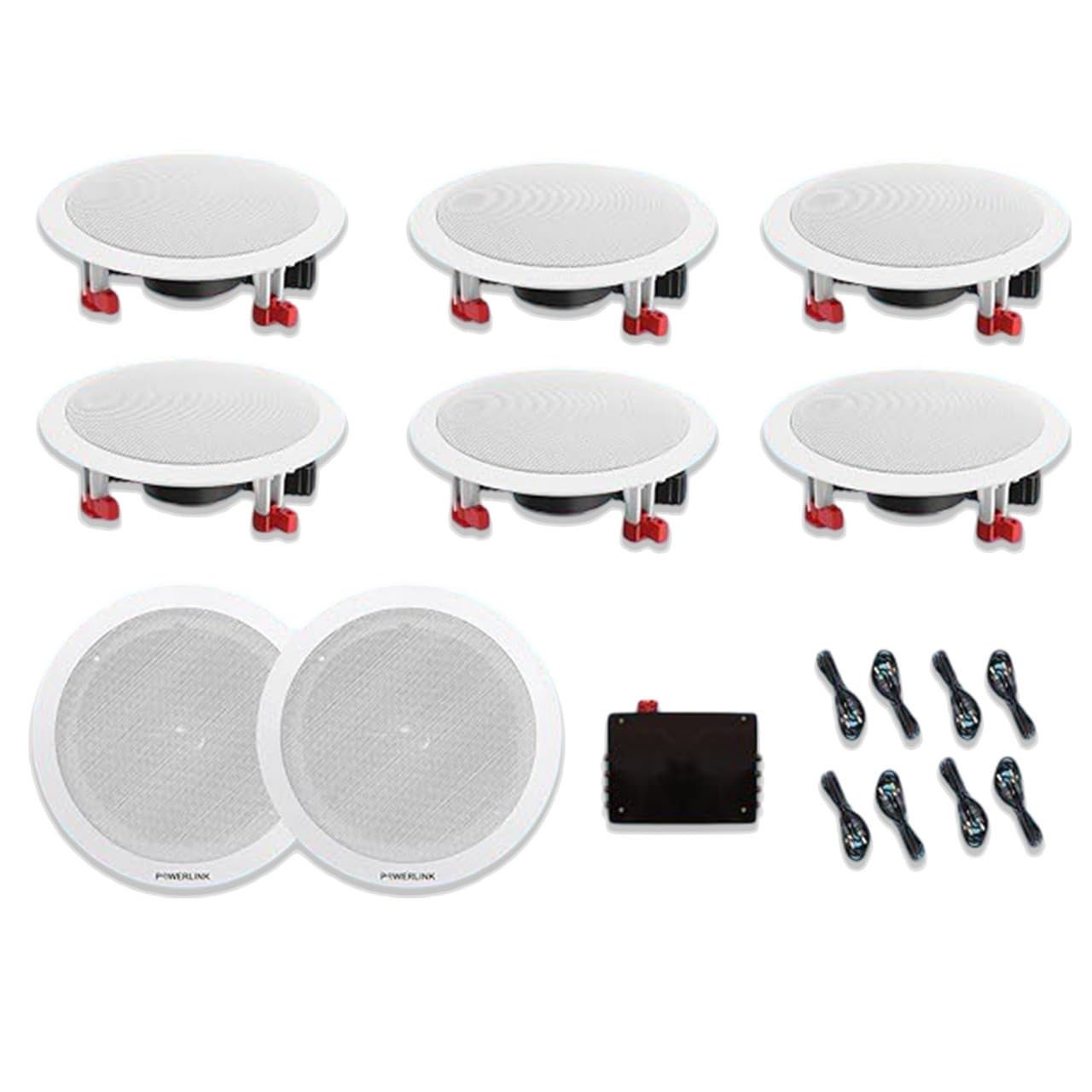 Powerlink 9" Bluetooth Flush Mount in-Ceiling 2-Way Speaker System 240 Watt(30W Each) for Office, Gym, Home Theater (Pack of 8)