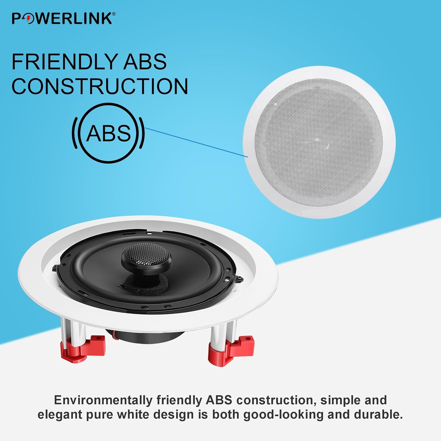 Powerlink 9" Bluetooth Flush Mount in-Ceiling 2-Way Speaker System 240 Watt(30W Each) for Office, Gym, Home Theater (Pack of 8)