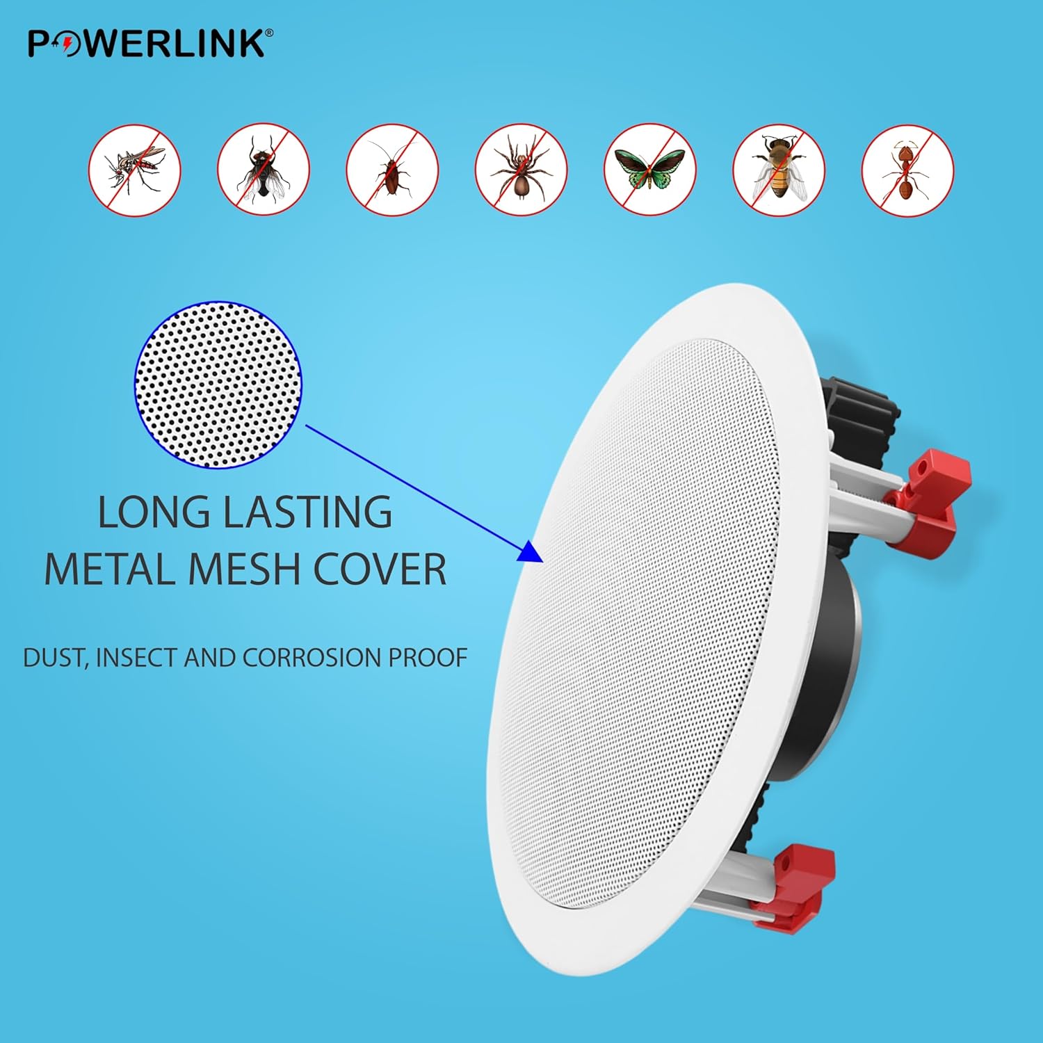 Powerlink 9" Bluetooth Flush Mount in-Ceiling 2-Way Speaker System 240 Watt(30W Each) for Office, Gym, Home Theater (Pack of 8)