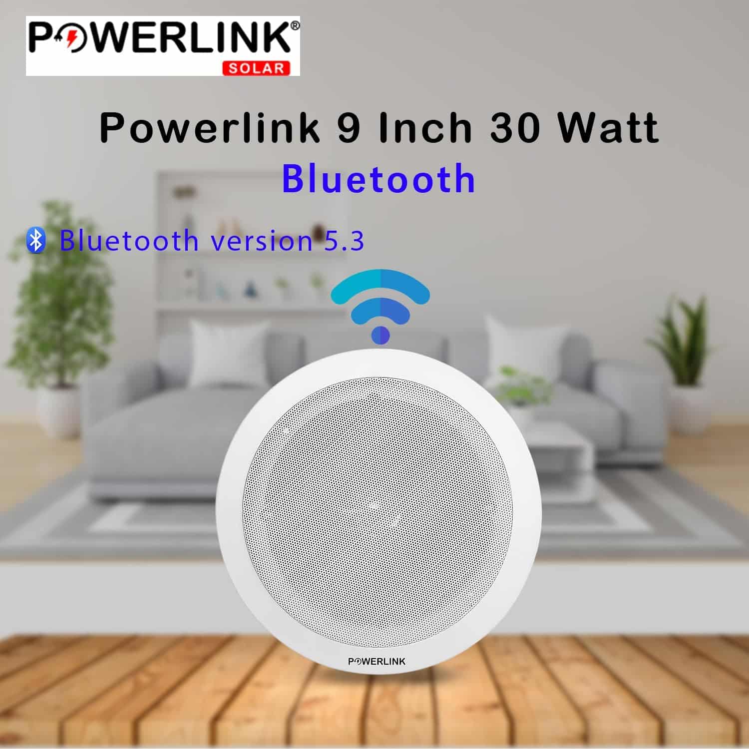 Powerlink 9" Bluetooth Flush Mount in-Wall in-Ceiling 2-Way Speaker System Quick Connections Polypropylene Cone & Polymer Tweeter Stereo Sound 30 Watt for Home, Office, Gym, Kitchen, Home Theater