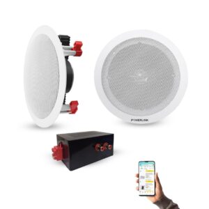Powerlink 9" Bluetooth Flush Mount in-Ceiling 2-Way Speaker System Quick Connections Polypropylene Cone & Polymer Tweeter Stereo Sound 60 Watt(30W Each) for Office, Gym, Home Theater (Pack of 2)