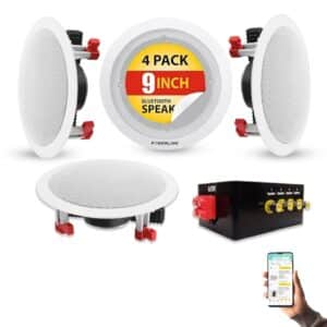 Powerlink 9" Bluetooth Flush Mount in-Ceiling 2-Way Speaker System 120 Watt(30W Each) for Office, Gym, Home Theater (Pack of 4)