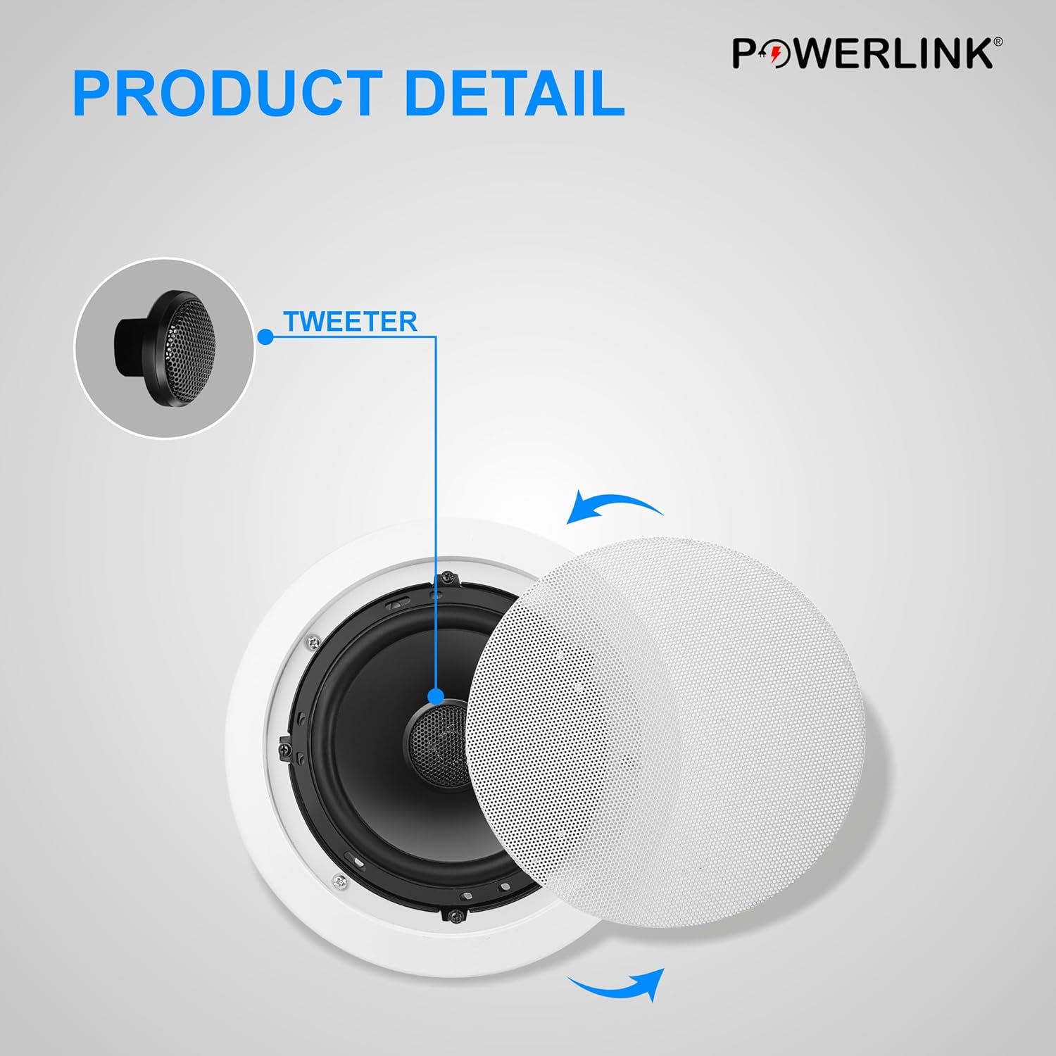 Powerlink 9" Bluetooth Flush Mount in-Ceiling 2-Way Speaker System 120 Watt(30W Each) for Office, Gym, Home Theater (Pack of 4)