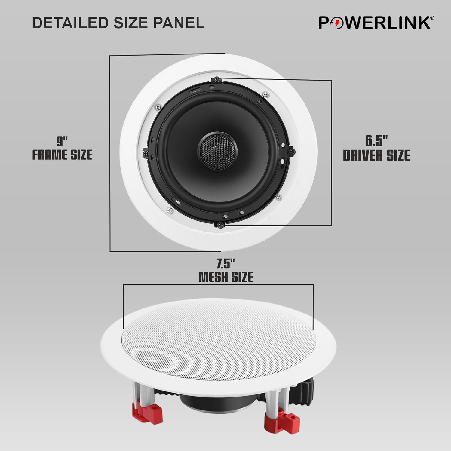 Powerlink 9" Bluetooth Flush Mount in-Ceiling 2-Way Speaker System 120 Watt(30W Each) for Office, Gym, Home Theater (Pack of 4)