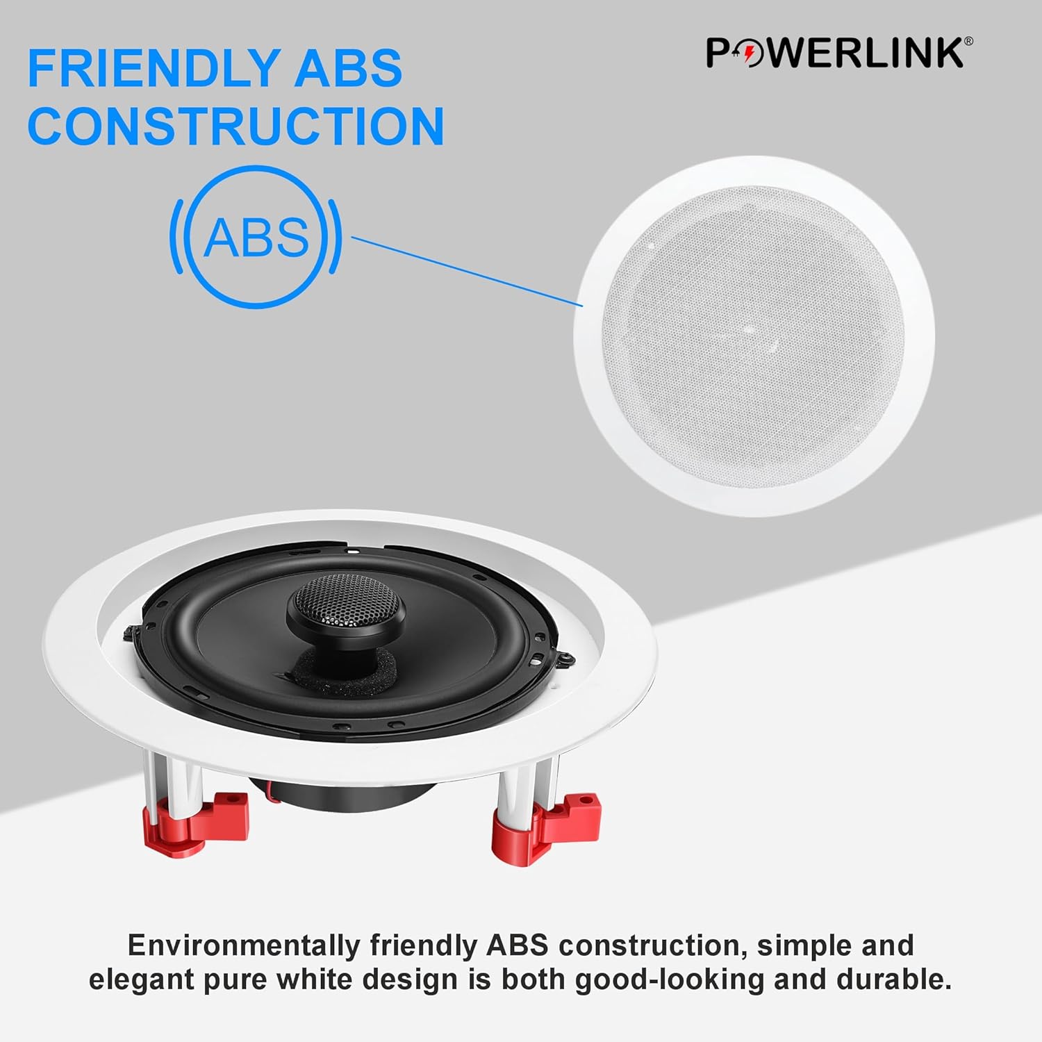 Powerlink 9" Bluetooth Flush Mount in-Ceiling 2-Way Speaker System 120 Watt(30W Each) for Office, Gym, Home Theater (Pack of 4)