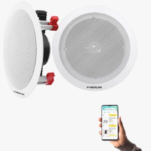 Powerlink 9 Inch 60 Watt (30W Each) with Bluetooth 5.3 & TWS Technology, Crystal-Clear Sound in Ceiling Speakers Wall Mount Speakers Built-in Amplifier for Home, Office, Gym, Home Theater(Pack of 2)